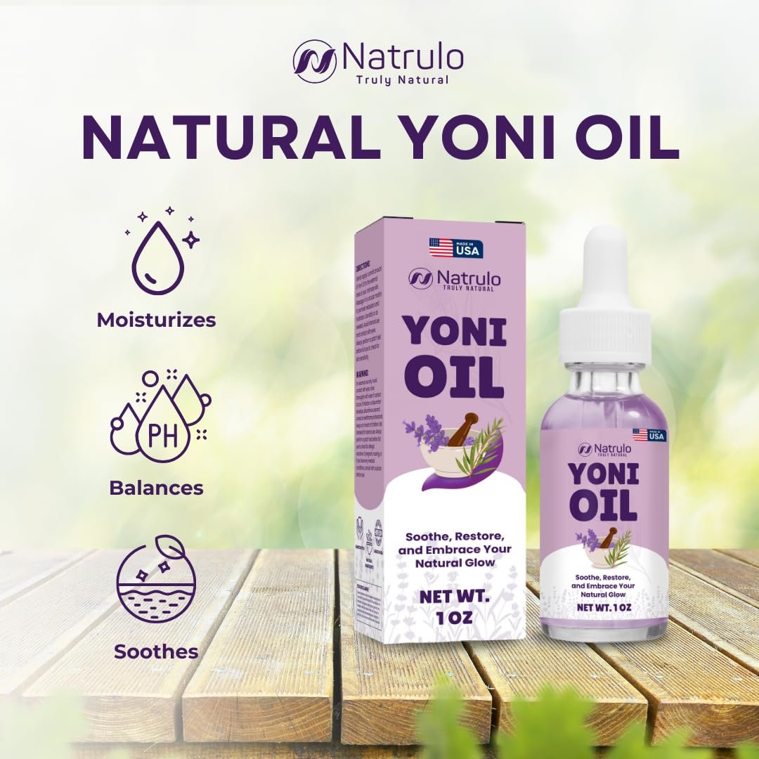 Natrulo Yoni Oil – Natürliches Femininöl für Frauen, Geruchskontrolle, dunkle Flecken, eingewachsene Haare & Hautaufhellung – pH-ausgeglichen, feuchtigkeitsspendend, Kräuterserum mit ätherischen Ölen – Intimbereichspflege, hergestellt in USA