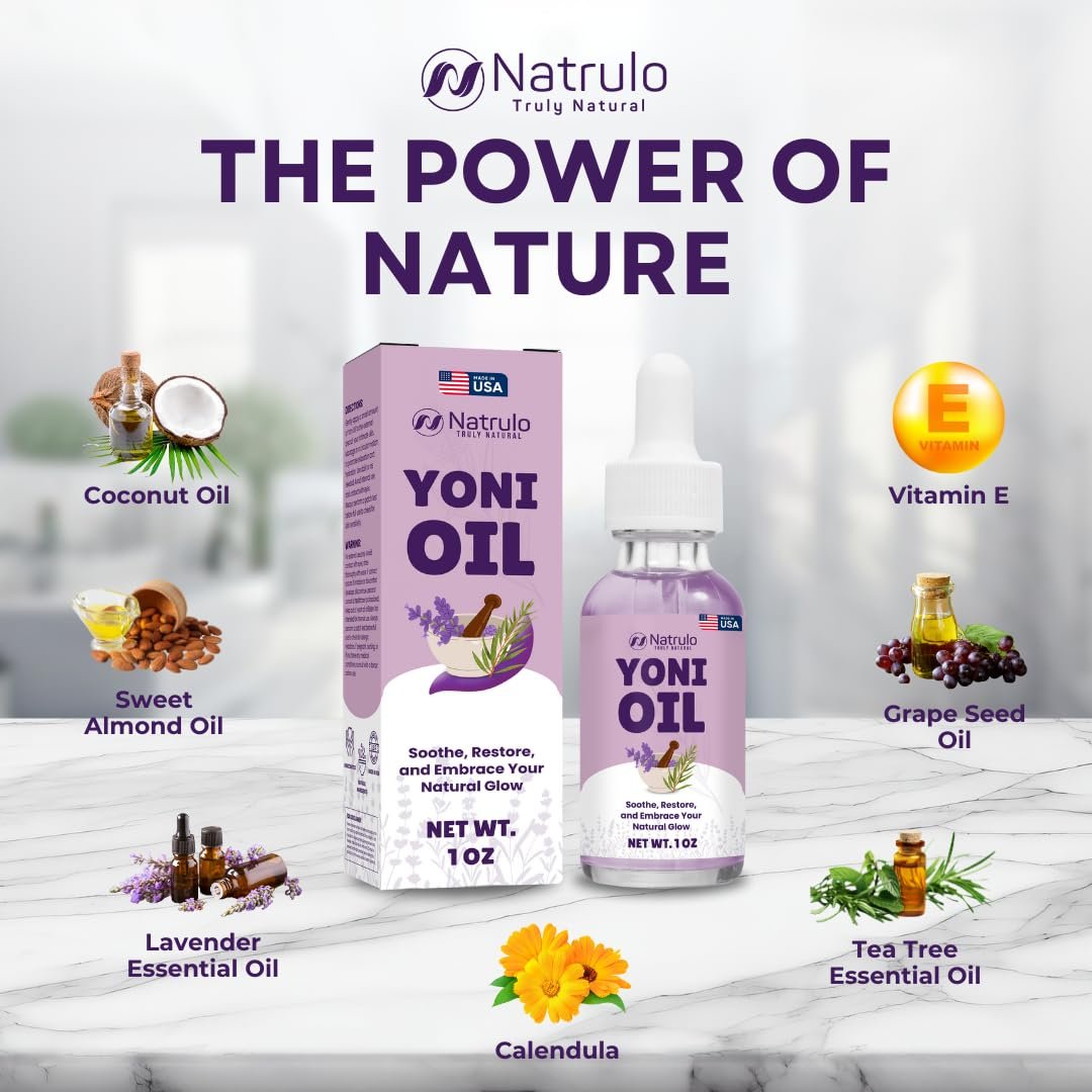 Natrulo Yoni Oil – Natürliches Femininöl für Frauen, Geruchskontrolle, dunkle Flecken, eingewachsene Haare & Hautaufhellung – pH-ausgeglichen, feuchtigkeitsspendend, Kräuterserum mit ätherischen Ölen – Intimbereichspflege, hergestellt in USA