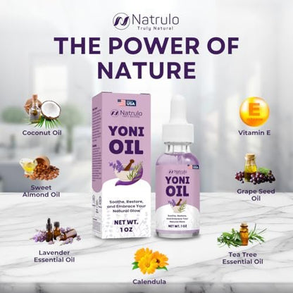 Natrulo Yoni Oil – Natürliches Femininöl für Frauen, Geruchskontrolle, dunkle Flecken, eingewachsene Haare & Hautaufhellung – pH-ausgeglichen, feuchtigkeitsspendend, Kräuterserum mit ätherischen Ölen – Intimbereichspflege, hergestellt in USA