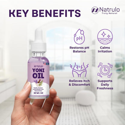 Natrulo Yoni Oil – Natürliches Femininöl für Frauen, Geruchskontrolle, dunkle Flecken, eingewachsene Haare & Hautaufhellung – pH-ausgeglichen, feuchtigkeitsspendend, Kräuterserum mit ätherischen Ölen – Intimbereichspflege, hergestellt in USA