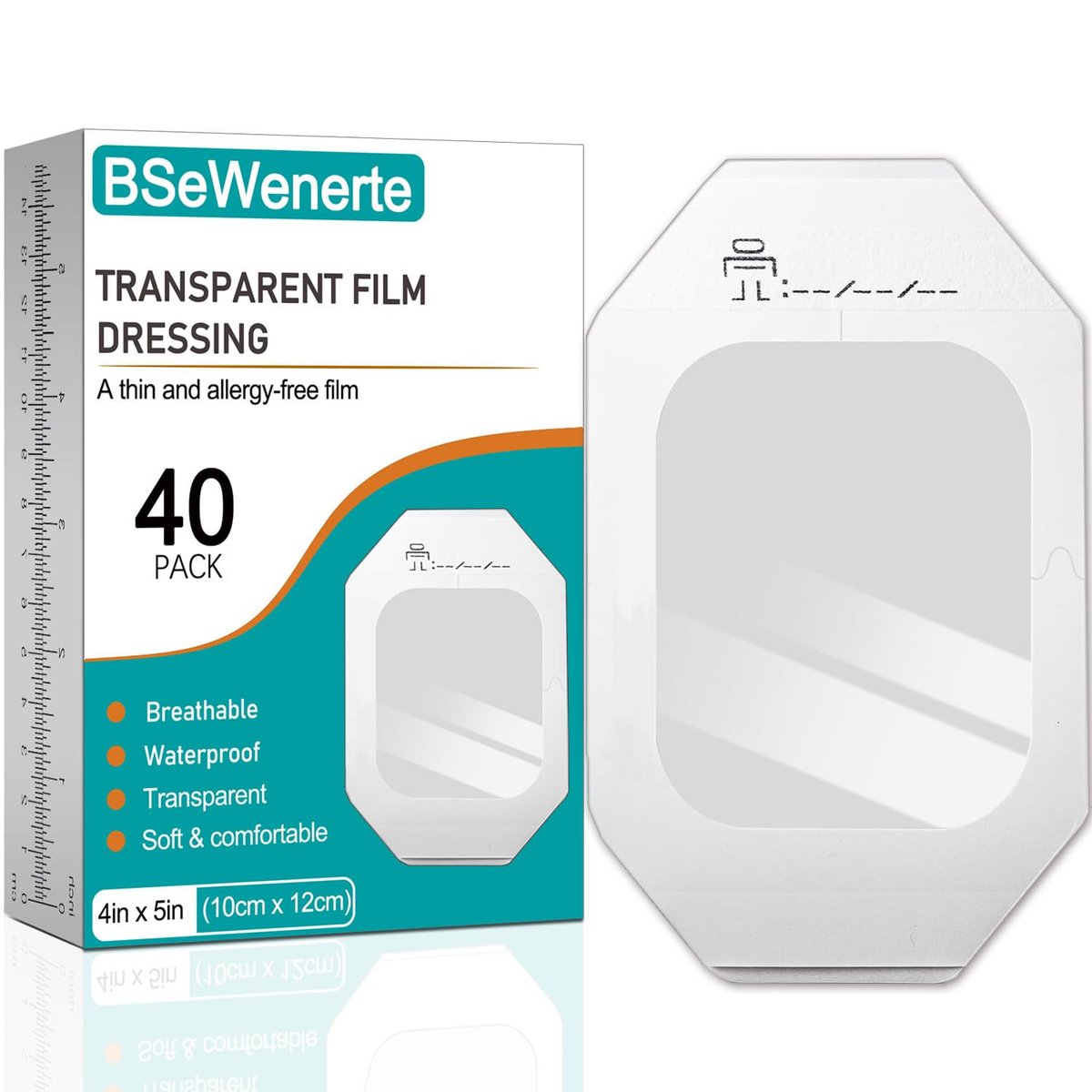 Transparente Wundauflage 40 Stück 4" x 4,75" – wasserdichte klare Pflaster für Tattoo-Nachsorge, Narbentherapie und Wundpflege