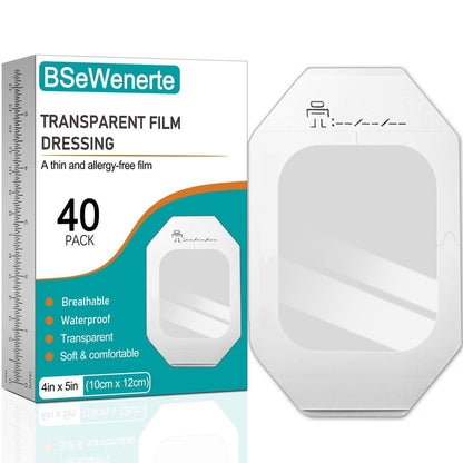 Transparente Wundauflage 40 Stück 4" x 4,75" – wasserdichte klare Pflaster für Tattoo-Nachsorge, Narbentherapie und Wundpflege