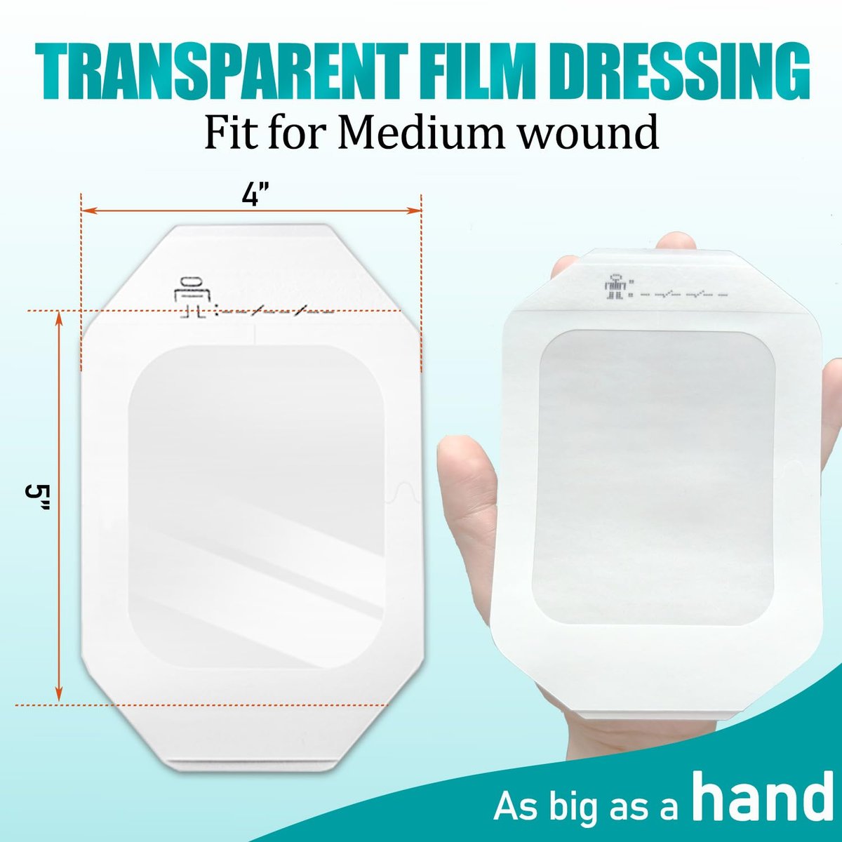 Transparente Wundauflage 40 Stück 4" x 4,75" – wasserdichte klare Pflaster für Tattoo-Nachsorge, Narbentherapie und Wundpflege