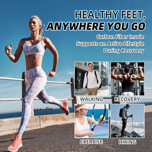 1 Paar Carbonfaser-Einlegesohlen für Männer & Frauen: 1,2 mm dicke starre Schuheinlage mit Unterstützung bei Turf Toe, Fußfrakturen, Hallux Rigidus & Limitus für Sport, Wandern, Trekking - Alternative zum postoperativen Schuh, 265 mm