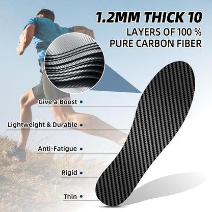 1 Paar Carbonfaser-Einlegesohlen für Männer & Frauen: 1,2 mm dicke starre Schuheinlage mit Unterstützung bei Turf Toe, Fußfrakturen, Hallux Rigidus & Limitus für Sport, Wandern, Trekking - Alternative zum postoperativen Schuh, 265 mm