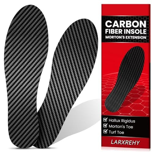 1 Paar Carbonfaser-Einlegesohlen für Männer & Frauen: 1,2 mm dicke starre Schuheinlage mit Unterstützung bei Turf Toe, Fußfrakturen, Hallux Rigidus & Limitus für Sport, Wandern, Trekking - Alternative zum postoperativen Schuh, 265 mm