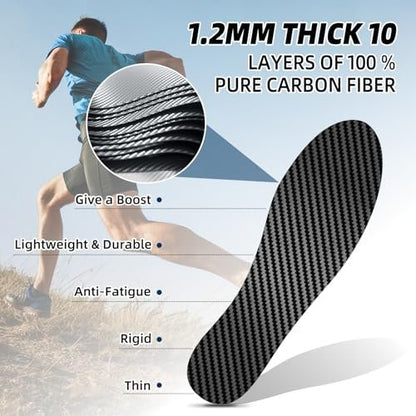 1 Paar Carbonfaser-Einlegesohlen für Männer & Frauen: 1,2 mm dicke starre Schuheinlage mit Unterstützung bei Turf Toe, Fußfrakturen, Hallux Rigidus & Limitus für Sport, Wandern, Trekking - Alternative zum postoperativen Schuh, 265 mm