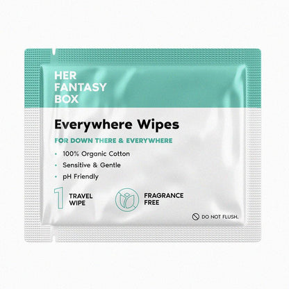 Her Fantasy Box Everywhere Wipes – 100% Bio-Baumwolle, sanft & erfrischend, pH-hautneutral, duftfrei, pflanzlich für Körper, Gesicht & Intimbereich, ideal für empfindliche Haut – 2er-Pack, 30 Tücher