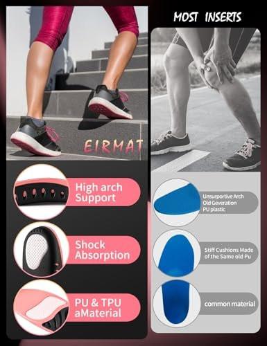 EIRMAT Plantarfasziitis-Einlegesohlen für Damen – Hohe Fußgewölbeunterstützung, orthopädische Einlagen für Plattfüße und Fußschmerzen (1 Paar, S-Pink)