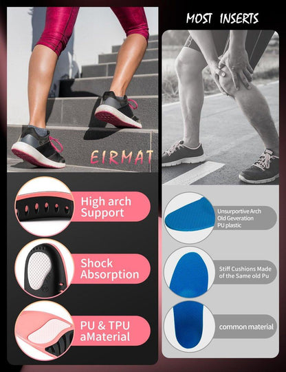 EIRMAT Plantarfasziitis-Einlegesohlen für Damen – Hohe Fußgewölbeunterstützung, orthopädische Einlagen für Plattfüße und Fußschmerzen (1 Paar, S-Pink)