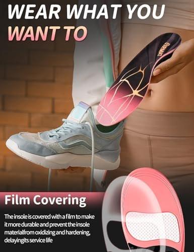 EIRMAT Plantarfasziitis-Einlegesohlen für Damen – Hohe Fußgewölbeunterstützung, orthopädische Einlagen für Plattfüße und Fußschmerzen (1 Paar, S-Pink)