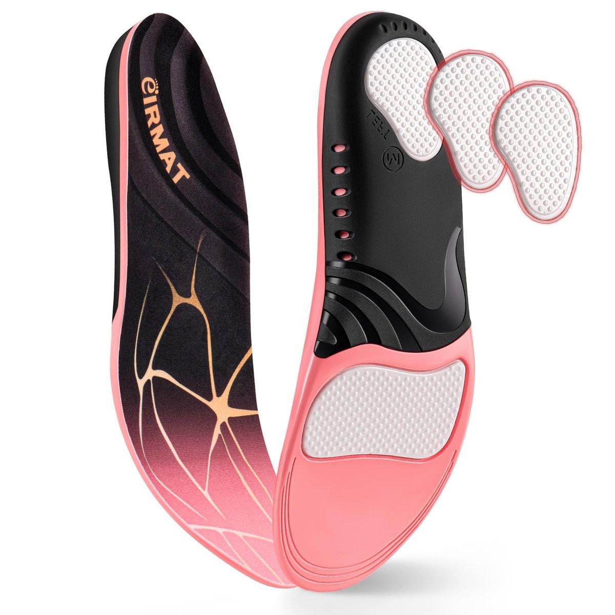 EIRMAT Plantarfasziitis-Einlegesohlen für Damen – Hohe Fußgewölbeunterstützung, orthopädische Einlagen für Plattfüße und Fußschmerzen (1 Paar, S-Pink)