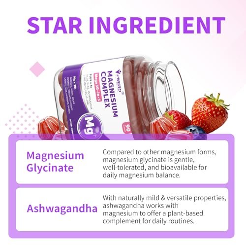 PWERD Magnesium Sleep | Magnesium-Komplex für Frauen & Erwachsene | Gummis mit Glycinat & Citrat | 16-in-1 Formel | Tiefe Entspannung, Muskel-, Knochen- & Energieunterstützung* | Ohne Zuckerzusatz, 90 Gummis
