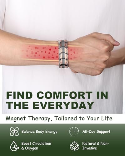 MagEnergy Kupferarmband für Herren, 3-fach magnetisches Armband mit 99,99 % reinem Kupferring und 3800 Gauss Magneten, verstellbare Länge mit Größenbestimmungswerkzeug