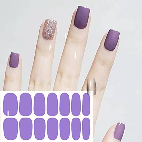 WOKOTO 20 Blätter Nagelfolien in Unifarben mit Nagelfeile – Selbstklebende Nagelaufkleber, Vollnagel-Wraps für Frauen, Nail Art Gelstreifen, Aufkleber-Nägel, Farbstreifen