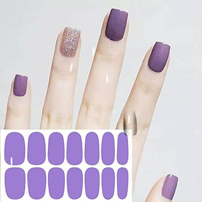 WOKOTO 20 Blätter Nagelfolien in Unifarben mit Nagelfeile – Selbstklebende Nagelaufkleber, Vollnagel-Wraps für Frauen, Nail Art Gelstreifen, Aufkleber-Nägel, Farbstreifen