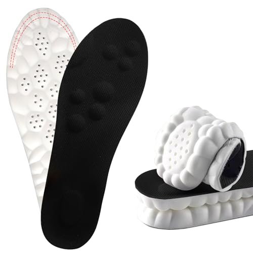 4D Cloud Sohlen für Damen und Herren – Antimüdigkeit, Stoßdämpfung, Schuheinlagen zuschneidbar (Schwarz, Herren: 8-8.5/Damen: 9-9.5)