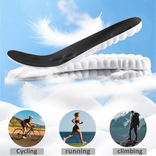 4D Cloud Sohlen für Damen und Herren – Antimüdigkeit, Stoßdämpfung, Schuheinlagen zuschneidbar (Schwarz, Herren: 8-8.5/Damen: 9-9.5)