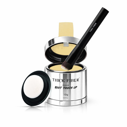 THICK FIBER Root Touch Up Puder mit Bürste – Graue Ansätze, dünner werdendes Haar & Geheimratsecken abdecken – Schweiß- und wasserresistent für Männer & Frauen (Hellblond, 0,35 Unzen (1er-Pack))