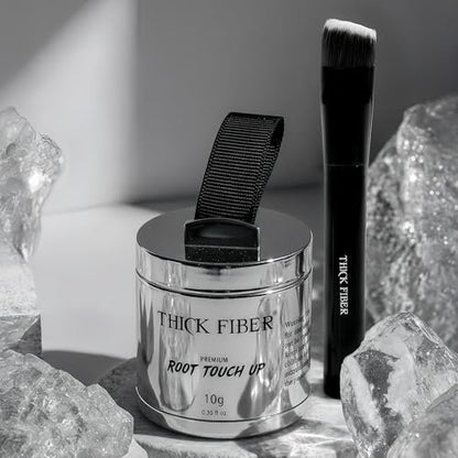 THICK FIBER Ansatzpuder mit Bürste – Graue Ansätze, dünner werdendes Haar & Geheimratsecken abdecken – Schweiß- & wasserbeständig für Männer & Frauen (Auburn, 0,35 Unzen (1er Pack))