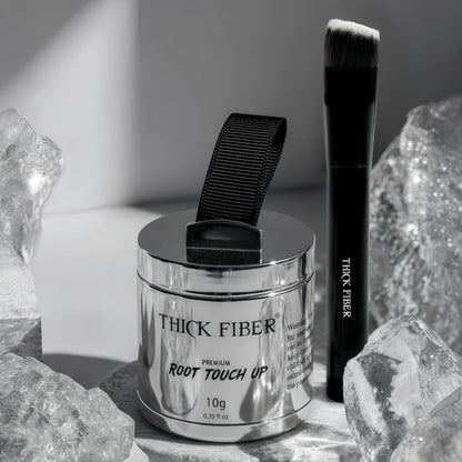 THICK FIBER Ansatzpuder mit Bürste – Graue Ansätze, dünner werdendes Haar & Geheimratsecken abdecken – Schweiß- & wasserbeständig für Männer & Frauen (Auburn, 0,35 Unzen (1er Pack))