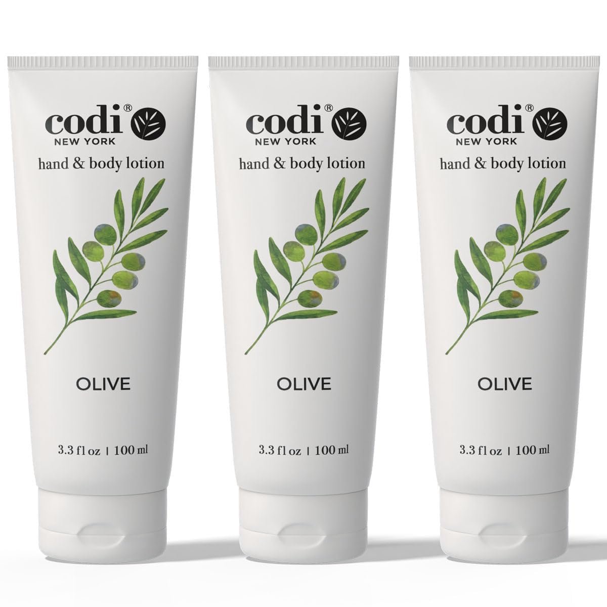CodiNCodi Oliven-Lotion – Nährende & regenerierende Hand- & Körperlotion 3,3 oz (3er-Pack)
