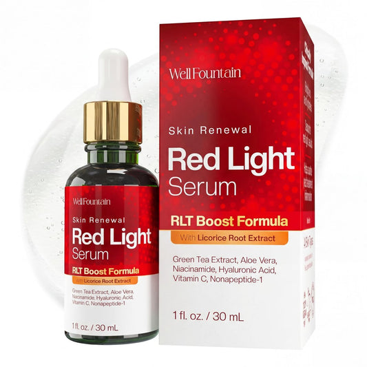 Rotlicht-Therapie Aktivierungsserum für Gesicht & Hals – klinisch formuliert zur Verstärkung der RLT-Ergebnisse – Grüner Tee, Niacinamid, Hyaluronsäure, Aloe Vera, Vitamin C, Süßholzwurzelextrakt – 30 ml