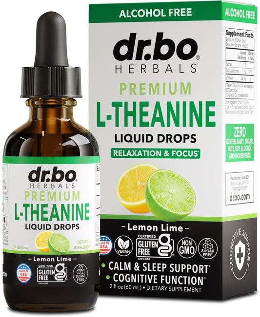 L-Theanin 200mg flüssige Tropfen – natürliche Schlafunterstützung & Fokus Ergänzung für Kinder & Erwachsene – Vegan, Non-GMO, glutenfrei, reine L-Theanin Tropfen, Stimmungs-Ltheanin für Kinder, 60 ml