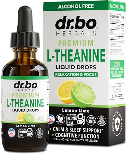 L-Theanin 200mg flüssige Tropfen – natürliche Schlafunterstützung & Fokus Ergänzung für Kinder & Erwachsene – Vegan, Non-GMO, glutenfrei, reine L-Theanin Tropfen, Stimmungs-Ltheanin für Kinder, 60 ml