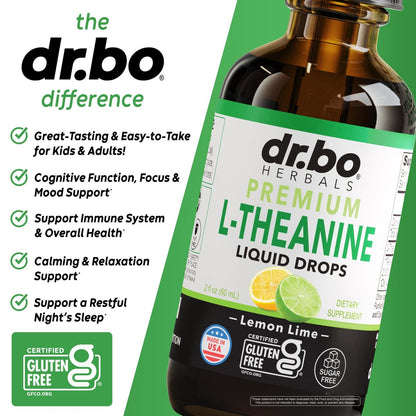 L-Theanin 200mg flüssige Tropfen – natürliche Schlafunterstützung & Fokus Ergänzung für Kinder & Erwachsene – Vegan, Non-GMO, glutenfrei, reine L-Theanin Tropfen, Stimmungs-Ltheanin für Kinder, 60 ml