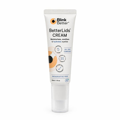 BlinkBetter BetterLids Restore Eyelid-Creme – Barriere-Unterstützung zur Hydratation, Beruhigung & Feuchtigkeitsversorgung trockener, juckender, roter & empfindlicher Augenlider – Leichte tägliche Formel mit 3% Hafer & Ceramiden, 30 ml