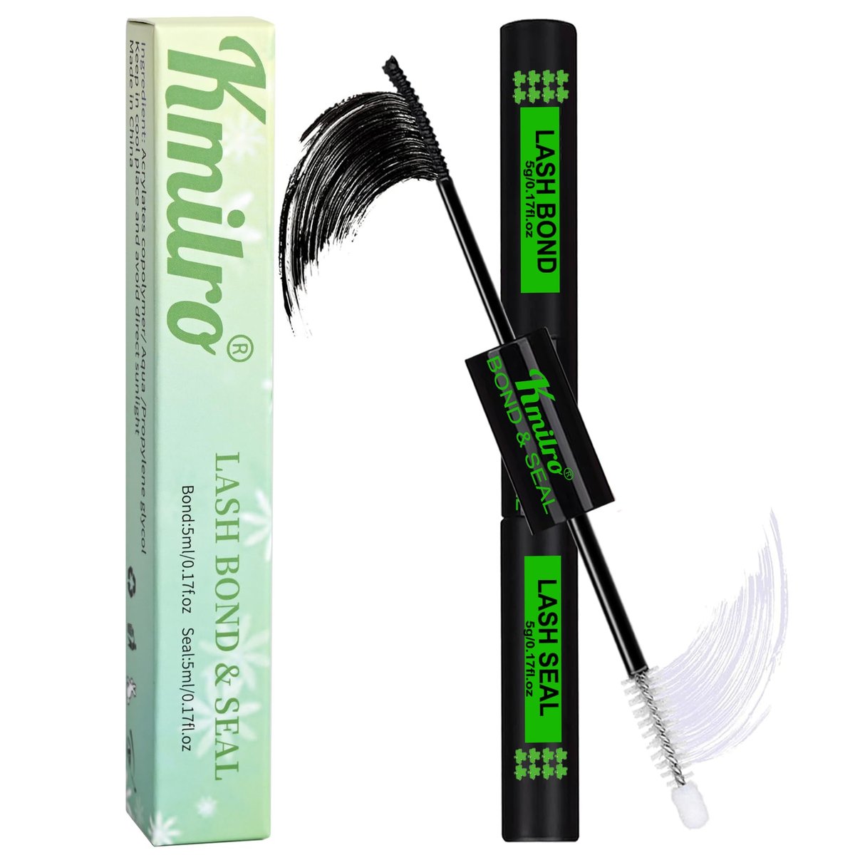 Kmilro Lash Cluster Glue Bond and Seal – Wasserdichter Wimpernkleber, 150 Stunden Halt, 2-in-1 Bond & Seal, Latexfrei für empfindliche Augen, DIY zu Hause