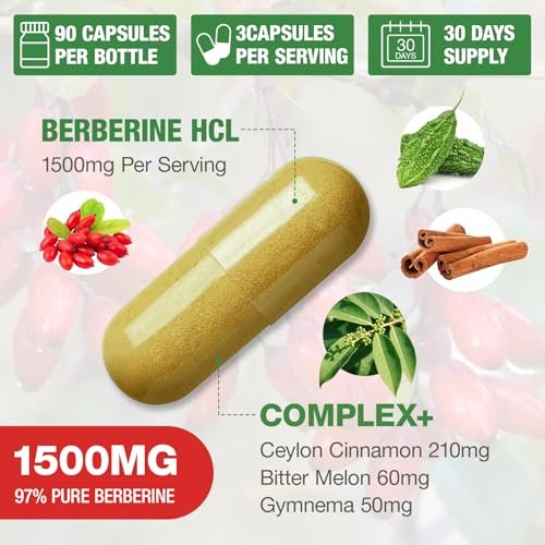 CHANUBITO Berberin 1500mg – Hochdosiertes Berberin HCl 97% Reinheit mit Ceylon-Zimt, Vegan & Non-GMO, 90 Kapseln