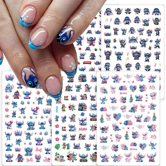 6 Blätter Süße Nagelkunst-Aufkleber, selbstklebende 3D-Nagelsticker, Cartoon-Nagelverzierungen, Kawaii-Party-Geschenke für Mädchen und Frauen – Nageldesign-Sticker aus Vinyl