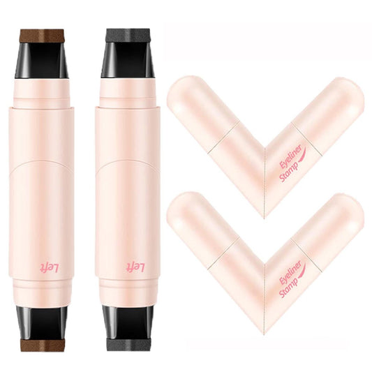 Double Headed Eyeliner Stamp, 2 Farben wasserfest langanhaltend wischfest flüssiger Eyeliner Stift, neuer klappbarer Eyeliner Stamp, Gel Eyeliner Stift Make-up Stift (Schwarz+Braun)