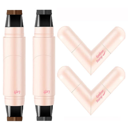Double Headed Eyeliner Stamp, 2 Farben wasserfest langanhaltend wischfest flüssiger Eyeliner Stift, neuer klappbarer Eyeliner Stamp, Gel Eyeliner Stift Make-up Stift (Schwarz+Braun)