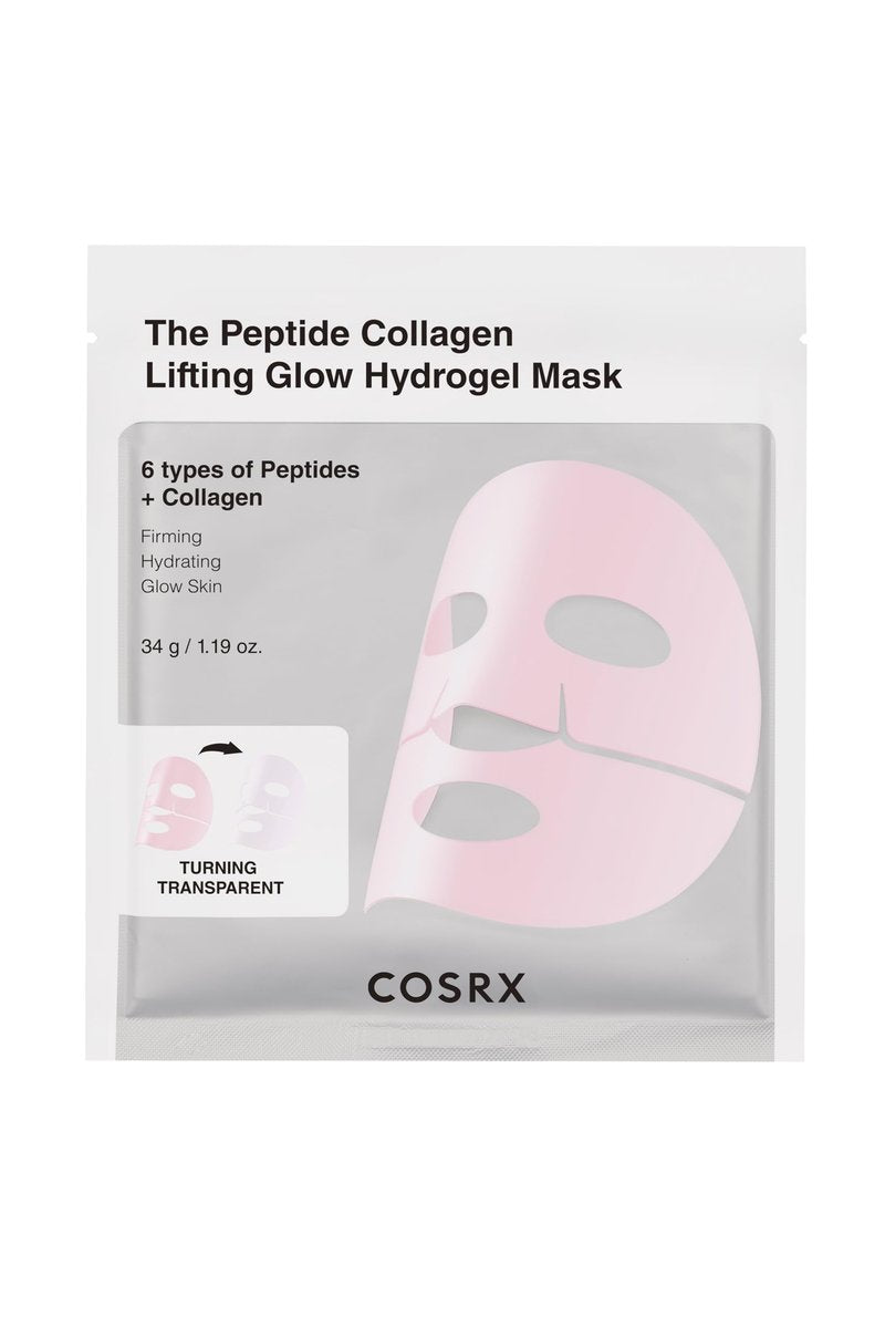 COSRX The Peptide Collagen Lifting Glow Hydrogel Gesichtsmasken – 1 Stück, Kollagen-Gesichtsmaske, Reiseessentials, Übernacht-Gesichtsmaske, Koreanische Hautpflege