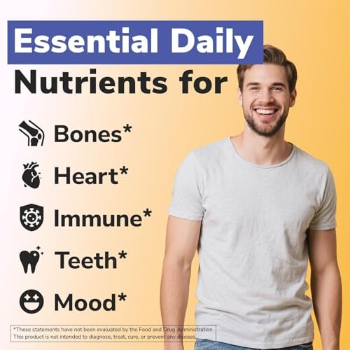 Vitalibre D3 K2 Calcium Supplement für Frauen und Männer, Vitamin D3 5000 IE, Calcium 1200 mg, MK-7, Hohe Absorption, für starke Knochen, Zähne, Herz und Immunsystem, 60 Tabletten