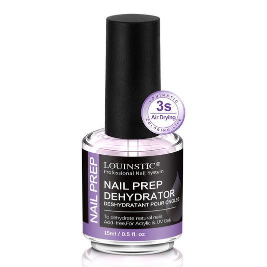 LOUINSTIC Säurefreier Nageldehydrator 15ml – Schnelltrocknende Nagelvorbereitung für Acryl, UV-Gel & Gellack. Hema-freier Dehydrator Base Coat, kein Brennen, geruchsarm. Für Salon & DIY