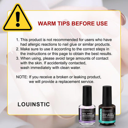 LOUINSTIC Säurefreier Nageldehydrator 15ml – Schnelltrocknende Nagelvorbereitung für Acryl, UV-Gel & Gellack. Hema-freier Dehydrator Base Coat, kein Brennen, geruchsarm. Für Salon & DIY