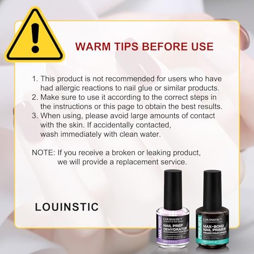 LOUINSTIC Säurefreier Nageldehydrator 15ml – Schnelltrocknende Nagelvorbereitung für Acryl, UV-Gel & Gellack. Hema-freier Dehydrator Base Coat, kein Brennen, geruchsarm. Für Salon & DIY