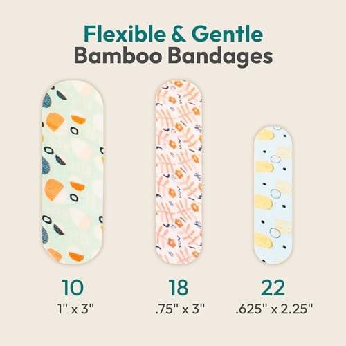 FEBU Shape Scapes Print Bamboo-Faser Pflaster | PFAS-freie flexible Stoffpflaster | Hypoallergene Naturpflaster für Schürfwunden, Schnitte & Erste Hilfe | Kompostierbar, Latexfrei | 50 Stück Streifen