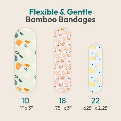FEBU Shape Scapes Print Bamboo-Faser Pflaster | PFAS-freie flexible Stoffpflaster | Hypoallergene Naturpflaster für Schürfwunden, Schnitte & Erste Hilfe | Kompostierbar, Latexfrei | 50 Stück Streifen