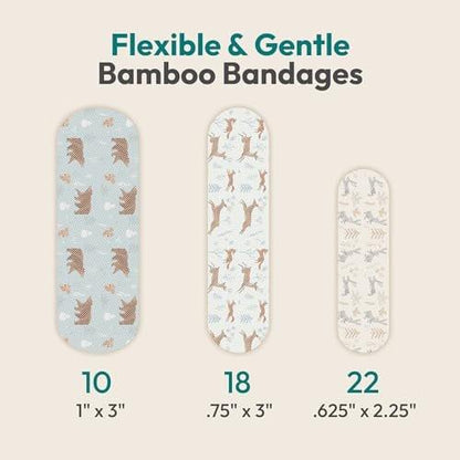 FEBU Woodland Print Bamboo-Pflaster | PFAS-freie flexible Stoffpflaster | Hypoallergene Naturpflaster für Schürfwunden, Schnitte & Erste Hilfe | Kompostierbar, latexfrei | 50 Streifen