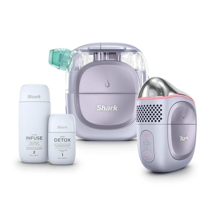 Shark FacialPro Glow – Hydro-Powered Gesichtssystem für zu Hause mit DePuffi Hot & Cold Therapie – Professionelles Spa-Gerät für Porenreinigung, Hydration & strahlenden Teint, Flieder, FH320PL