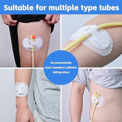 12 Stück Katheterfixierungspflaster, Foley-Katheter-Zubehör, Beinbeutel-Halter-Aufkleber, selbstklebender Katheterschlauchhalter für PEG/Sonden/Ernährungssonden (Weiß)
