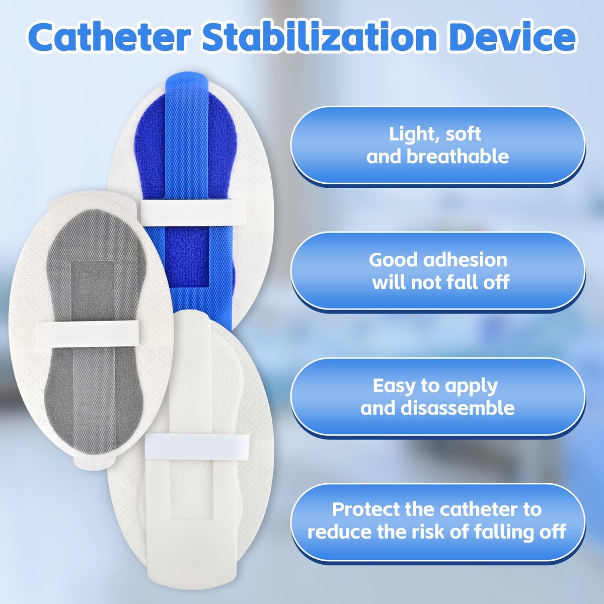 12 Stück Katheterfixierungspflaster, Foley-Katheter-Zubehör, Beinbeutel-Halter-Aufkleber, selbstklebender Katheterschlauchhalter für PEG/Sonden/Ernährungssonden (Weiß)