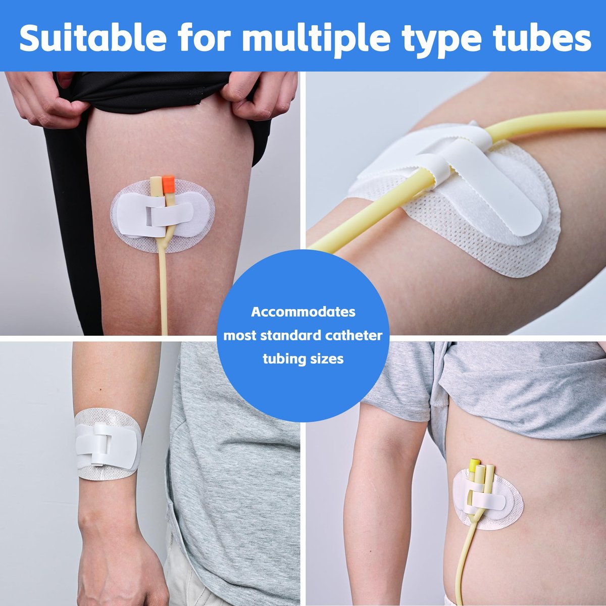 12 Stück Katheterfixierungspflaster, Foley-Katheter-Zubehör, Beinbeutel-Halter-Aufkleber, selbstklebender Katheterschlauchhalter für PEG/Sonden/Ernährungssonden (Weiß)