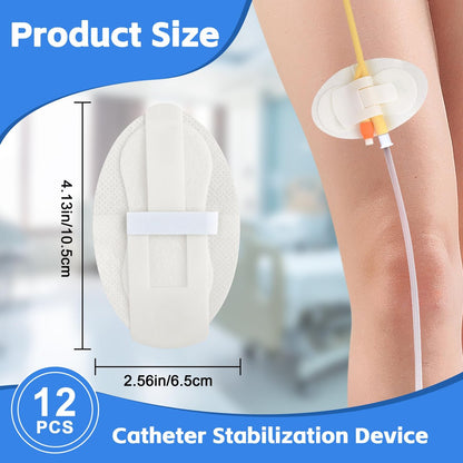 12 Stück Katheterfixierungspflaster, Foley-Katheter-Zubehör, Beinbeutel-Halter-Aufkleber, selbstklebender Katheterschlauchhalter für PEG/Sonden/Ernährungssonden (Weiß)