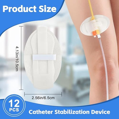 12 Stück Katheterfixierungspflaster, Foley-Katheter-Zubehör, Beinbeutel-Halter-Aufkleber, selbstklebender Katheterschlauchhalter für PEG/Sonden/Ernährungssonden (Weiß)
